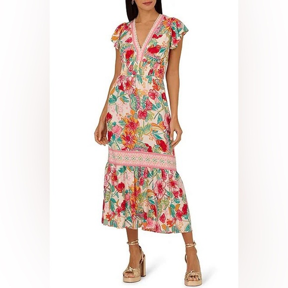 Adrianna Papell Dresses & Skirts - Adrianna Papell Colorful Floral Midi Dress